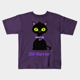 Black Cat with Purple Awareness Ribbon Kids T-Shirt